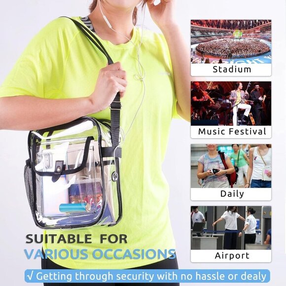 Clear Crossbody Bag for Stadium Events & Concerts - Adjustable Shoulder Strap Pu - Picture 7 of 9
